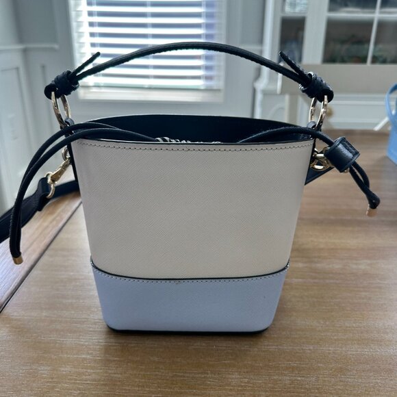 Kate Spade Cameron Street Pippa Cement Morning Blue/Beige Colorbloc Bucket Bag - Picture 2 of 4